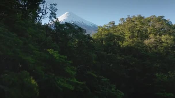 Az Osorno vulkán és az Llanquihue-tó légi tájképe - Puerto Varas, Chile, Dél-Amerika. — Stock videók