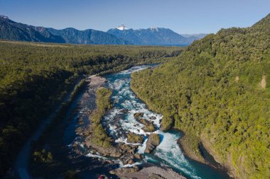 Aerial landscape of Osorno Volcano and Falls of Petrohue - Puerto Varas, Chile, South America. clipart