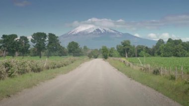 Puerto Varas, Şili, Güney Amerika 'daki Osorno Volkanı ve Llanquihue Gölü manzarası.