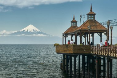 Frutillar view and town at Llanquihue lake and Osorno Volcano. Puerto Varas, Chile, South America. clipart
