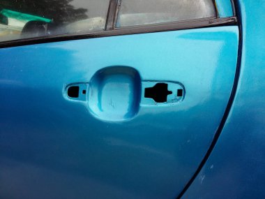 Eski mavi araba araba kapı kolu