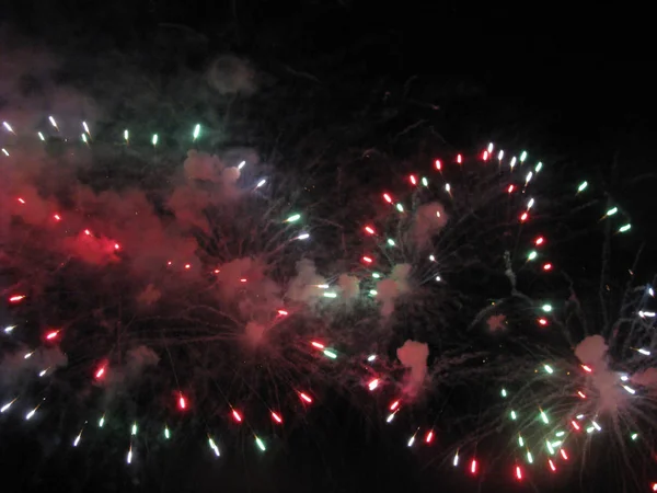 Feuerwerk Salut Himmelskaleidoskop Aus Bunten Lichtern Für Hintergründe — Stockfoto