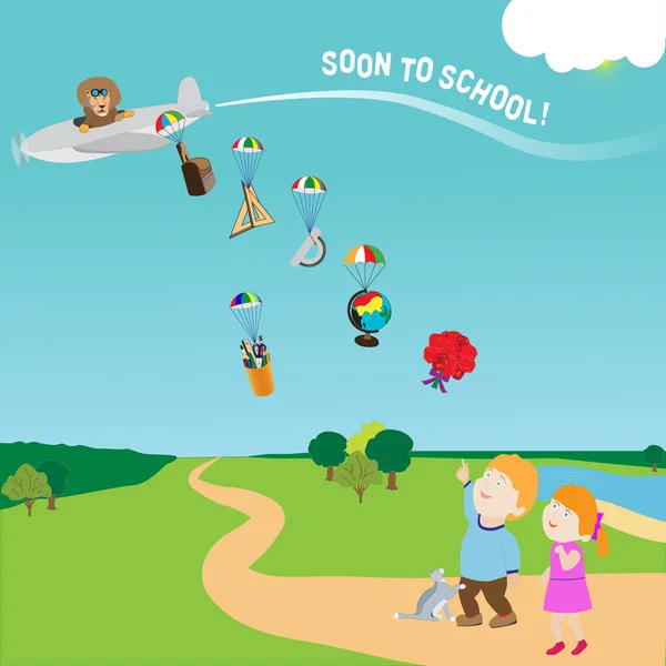 Juego de mesa con niños de dibujos animados jugando sobre el camino en