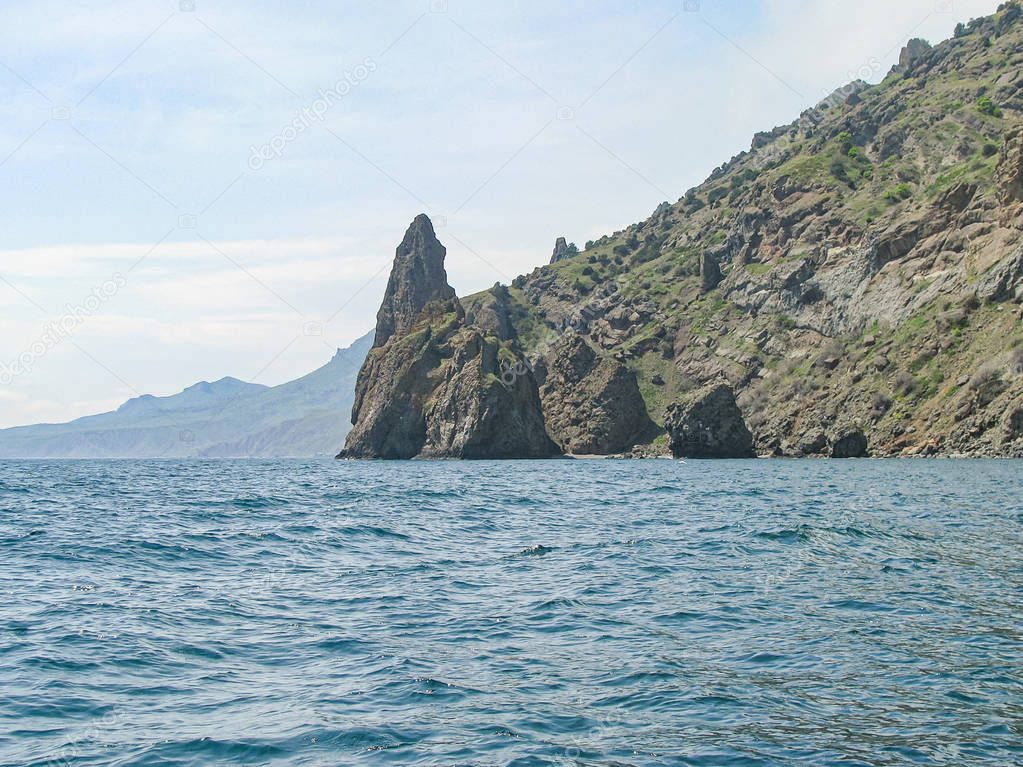 Crimean coast. The famous cliff Ivan the Robber, view from the eastern sea side