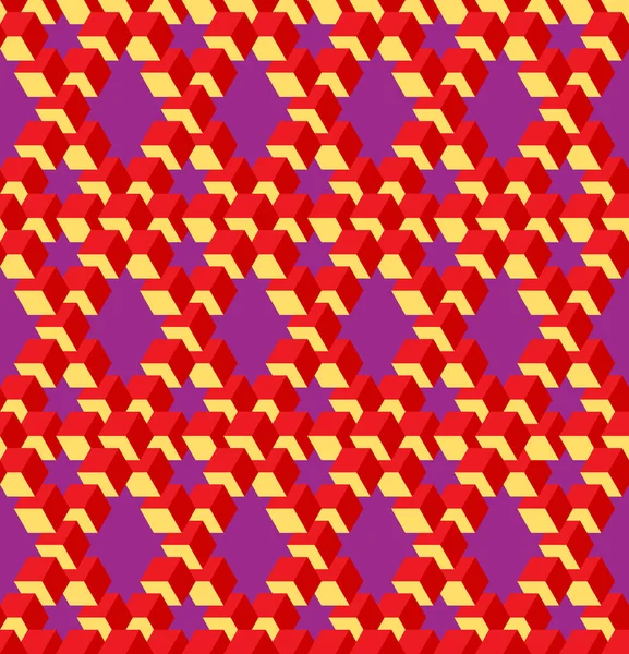 基于五边形的明亮矢量 无缝隙图案 红色和紫色的对比组合 生理上不可能的选择和光学错觉 在设计解决方案中的可能用途 — 图库矢量图片