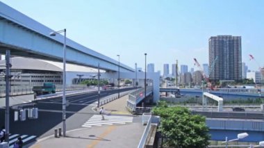 Odaiba, Tokyo/Japonya - 22 Haziran 2017: Onun Tokyo şehir konum. zaman atlamalı. fotoğraf makinesi: Canon G20