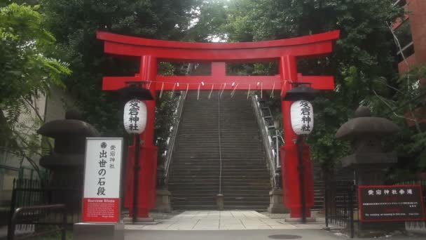 Toranomon Tokio Japón Agosto 2017 Una Puerta Torii Santuario Japonés — Vídeo de stock