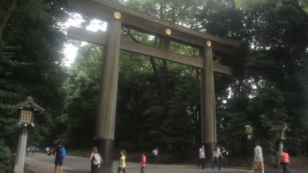 Yoyogi Tokyo Japan August 2017 Dens Torii Japanese Shine Meijijingu – stockvideo