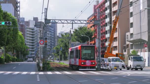 Shinjuku Tokio Japón Agosto 2017 Tranvía Tokio Cámara Canon Eos — Vídeos de Stock