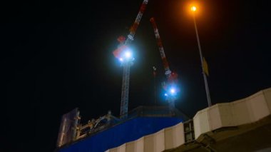 Shibuya, Tokyo/Japonya - 25th Haziran 2018: Onun bir vinç Tokyo. zaman atlamalı. fotoğraf makinesi: Canon Eos 5d mark4