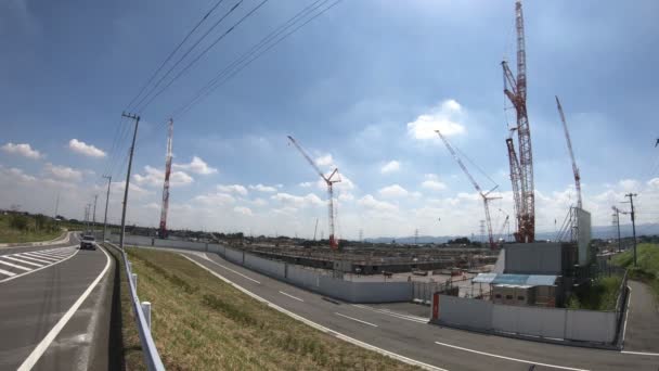 Sakadonishi Saitama Japón Agosto 2018 Una Ubicación Grúa Construcción Saitama — Vídeo de stock