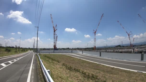 Sakadonishi Saitama Japón Agosto 2018 Una Ubicación Grúa Construcción Saitama — Vídeo de stock