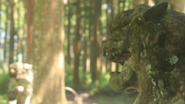 Itadori district, Gifu/Japonya - 7th Ağustos 2018: onun Gifu Japonya'da Japon tapınak bir heykel koruyucu köpek. fotoğraf makinesi: Canon Eos 5d mark4
