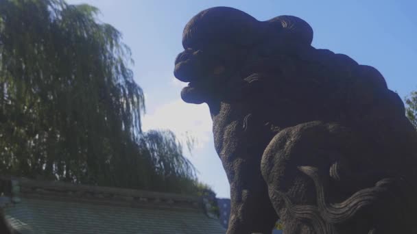 2018 その日本語で 都内神社狛犬 カメラ キヤノン Eos Mark4 — ストック動画
