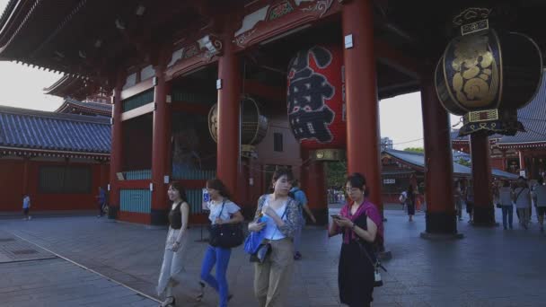 Asakusa Τόκιο Ιαπωνίας Αύγουστος 2018 Την Κεντρική Πύλη Στο Ιαπωνικό — Αρχείο Βίντεο