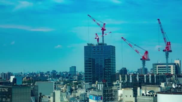 Σιμπούγια Τόκιο Ιαπωνίας Αύγουστος 2018 Γερανό Στο Υπό Κατασκευή Shibuya — Αρχείο Βίντεο