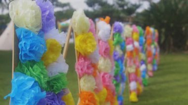 Amami, Kagoshima/Japonya - 22 Eylül 2018: Onun Amami Adası Kagoshima kamp alanında bir dekorasyon. zaman atlamalı. fotoğraf makinesi: Canon Eos 5d mark4