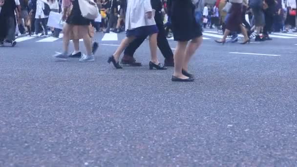 Shibuya Shibuya Tokyo Japonsko 2018 Jeho Chodící Lidé Křižovatce Městě — Stock video