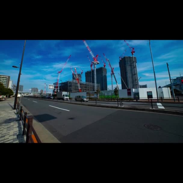 Rör Sig Kranen Den Konstruktion Kouou Ariake Tokyo Japan 2018 — Stockvideo