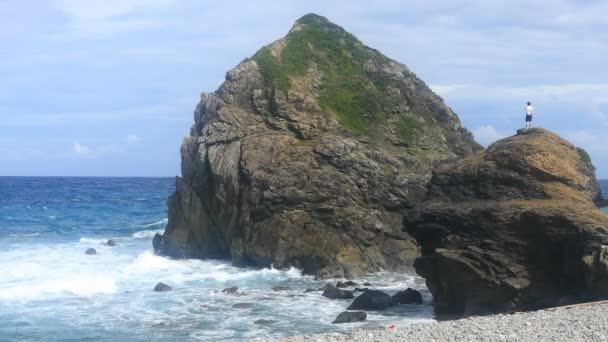 Ondas duras cerca de la costa — Vídeo de stock