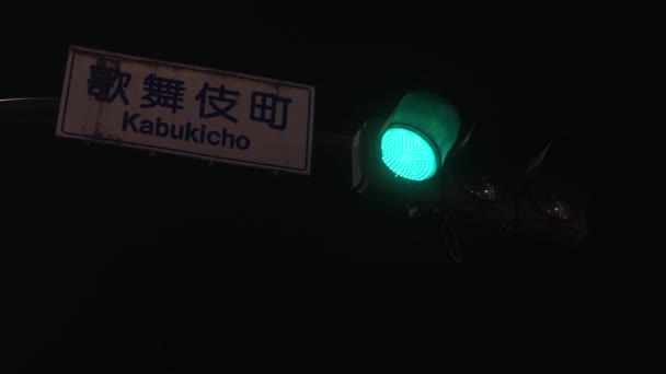 Японская неоновая доска ночью в центре города — стоковое видео