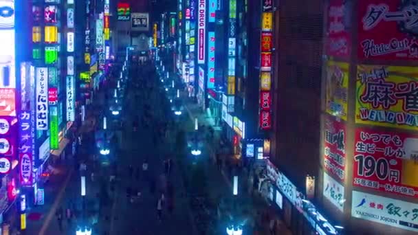 Timelapse van de nacht op de straat in de stad van neon — Stockvideo