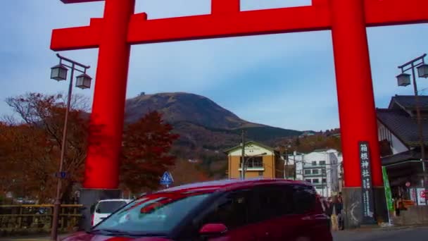 Stor Grind Vid Helgedomen Timelapse Hakone Shi Shizuoka Japan 2018 — Stockvideo