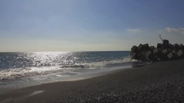Kopya alanı da dahil olmak üzere dalga Shizuoka geniş kum beach civarındaki vurdu