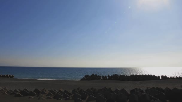 시즈오카 넓은 모래 해변 근처 파 복사 공간을 포함 하 여 총 — 비디오