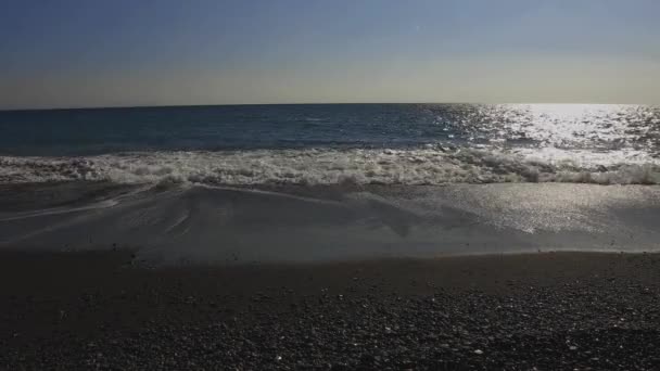 Onda Perto Praia Areia Shizuoka Numazu Shi Shizuoka Japão 2018 — Vídeo de Stock