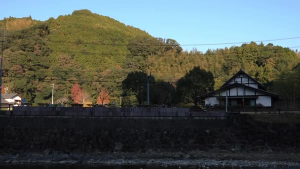 Японский Традиционный Сад Парке Осенью Фудзиэда Сидзуока Япония 2018 Японский — стоковое видео