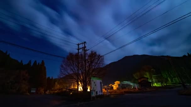 Starry sky time lapse at the forest road in Gifu Japan — Stock Video