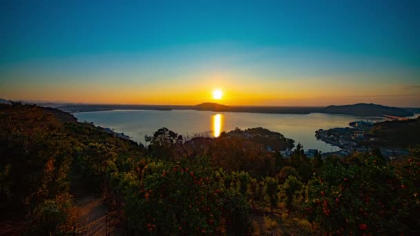 Tempo amanhecer lapso manhã no Lago Hamna em Shizuoka Japão . — Vídeo de Stock