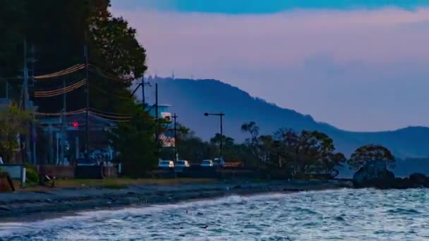 Západ slunce timelapse na Biwako jezeře v Shiga — Stock video