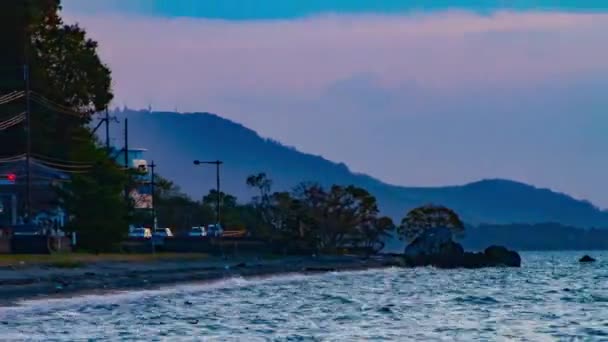 Scenario del tramonto al lago Biwako a Shiga — Video Stock