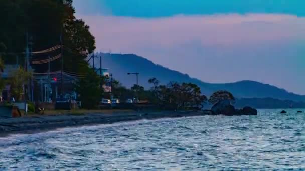 Západ slunce timelapse na Biwako jezeře v Shiga — Stock video