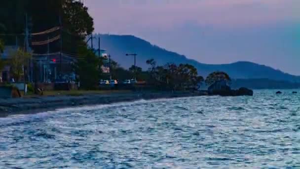 Solnedgången timelapse på Biwako lake i Shiga — Stockvideo