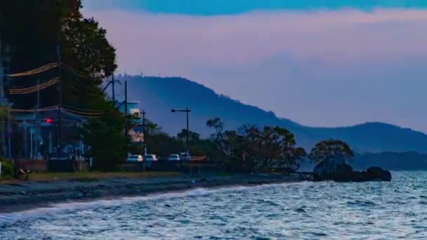 Timelapse ηλιοβασίλεμα στη λίμνη Biwako στο Shiga — Αρχείο Βίντεο