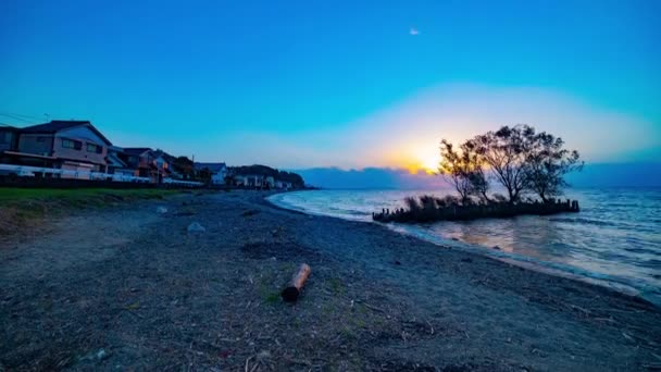 Západ slunce timelapse na Biwako jezeře v Shiga — Stock video