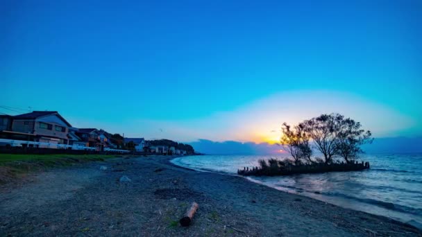 Západ slunce timelapse na Biwako jezeře v Shiga — Stock video