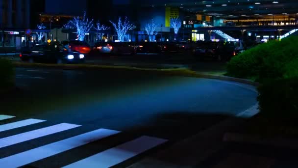 京都のミドル ショットの交差点で夜時間の経過 — ストック動画