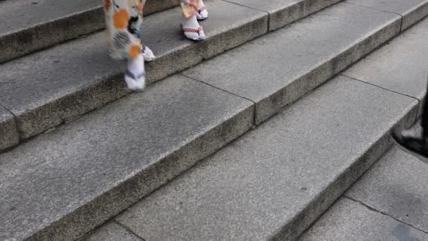 히가시야마 교토에서 야사카 신사에서 걷는 사람들 — 비디오