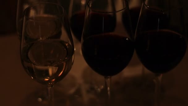 Glass of wine at the reception party — Stock Video