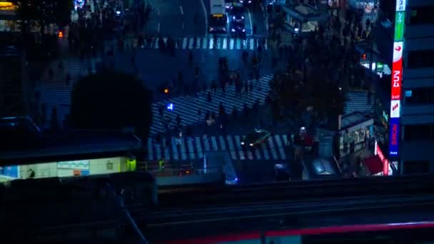 Caducidad nocturna cerca del cruce en la estación de Shibuya Tokio — Vídeo de stock