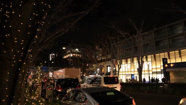 Neon light at the street in Omotesando Tokyo — Stock Video