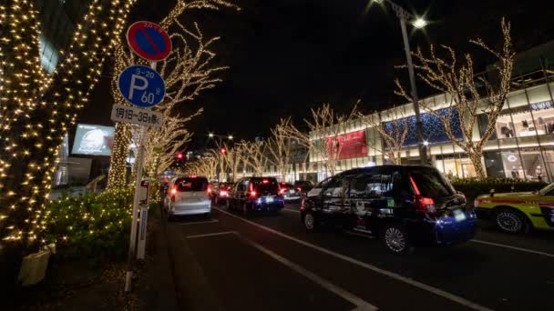 Luz iluminada en la calle de Omotesando Tokio — Vídeo de stock