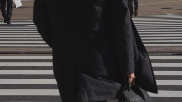 Wandelende mensen Plaatwerk koetswerk bij de doorkomst in het zakelijke centrum in Shinjuku Tokyo — Stockvideo