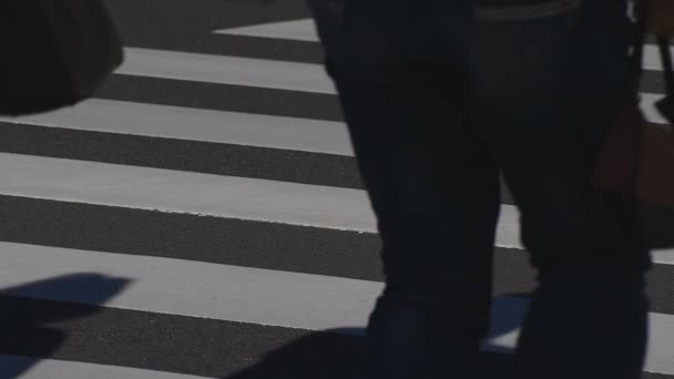 Sétáló emberek testrészek a Shinjuku Tokyo business városban átkelőhelyeken — Stock videók