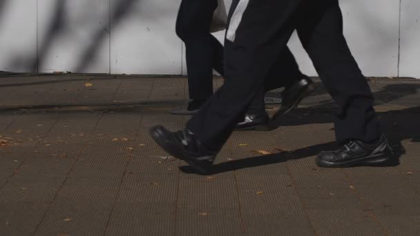 新宿東京のビジネス街の通りで歩いている人の部位します。 — ストック動画