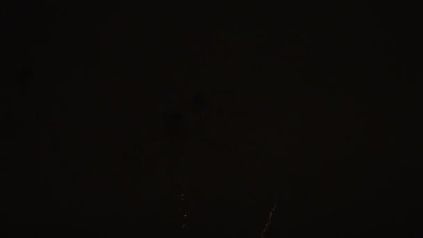 Mögött a sötét ég Odaiba Tokióban, az éjszakai tűzijáték — Stock videók